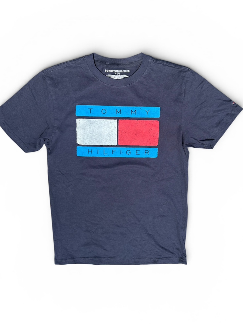 New Without Tags Tommy Hilfiger Boys Navy Logo Tee - Red & White Block Sz XL 20